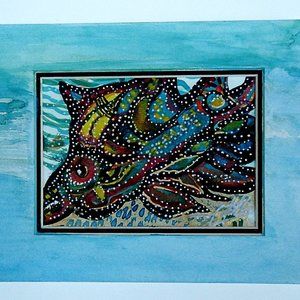 BC Salmon folk art original 5"x7"